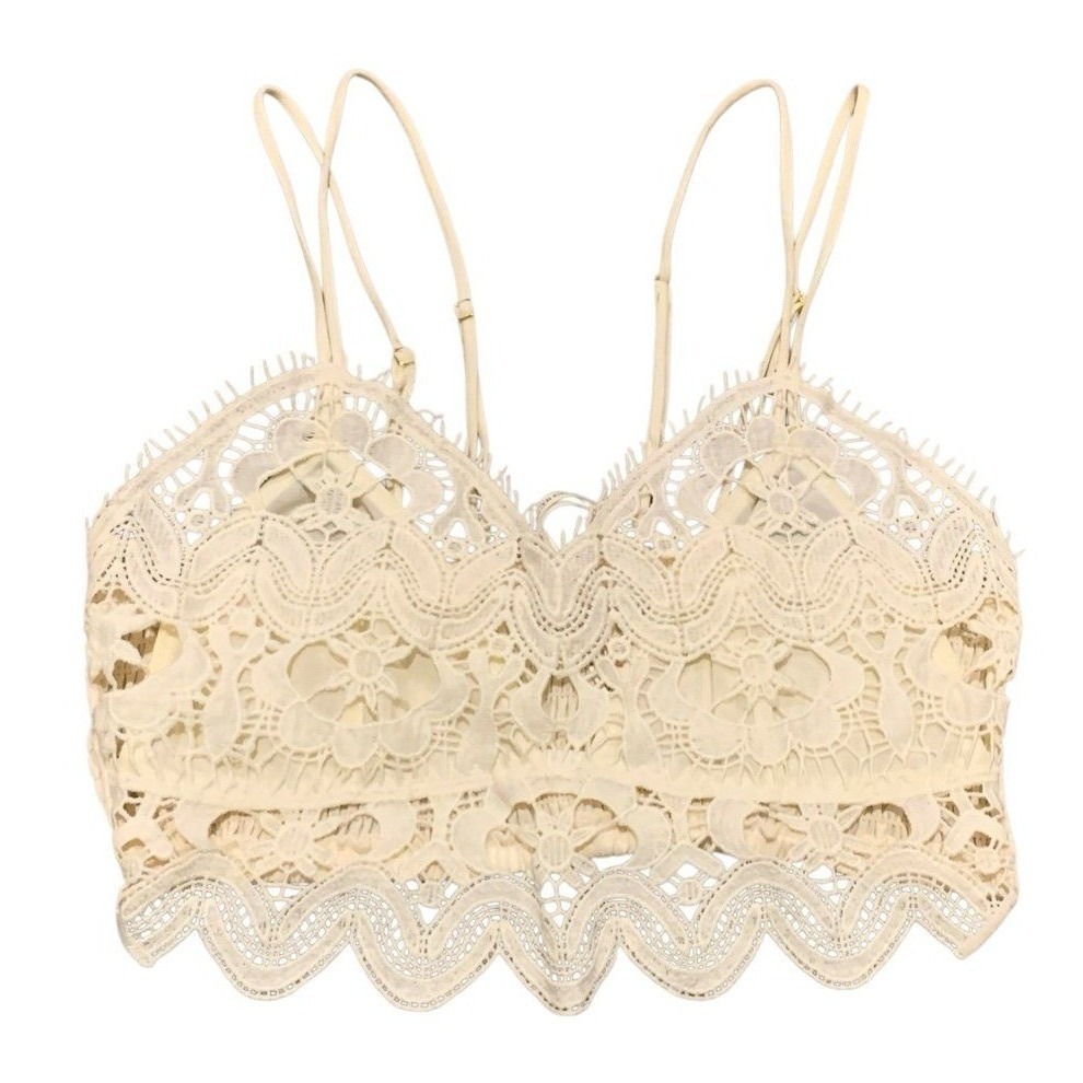 Anthropologie Adella Bralette Women Small Ivory Lace Boho Festival Core Coquette